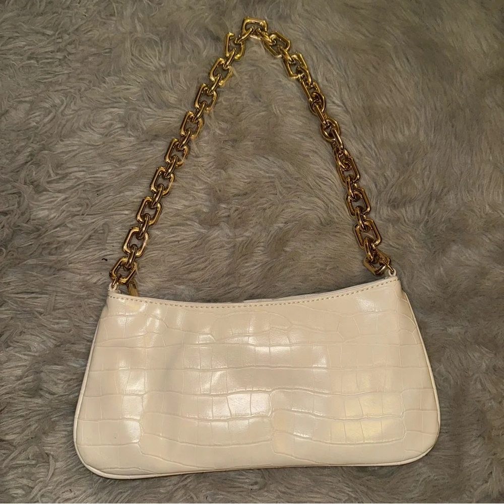 Zara CHAIN STRAP ANIMAL EMBOSSED SHOULDER BAG ivory - Picture 8 of 9